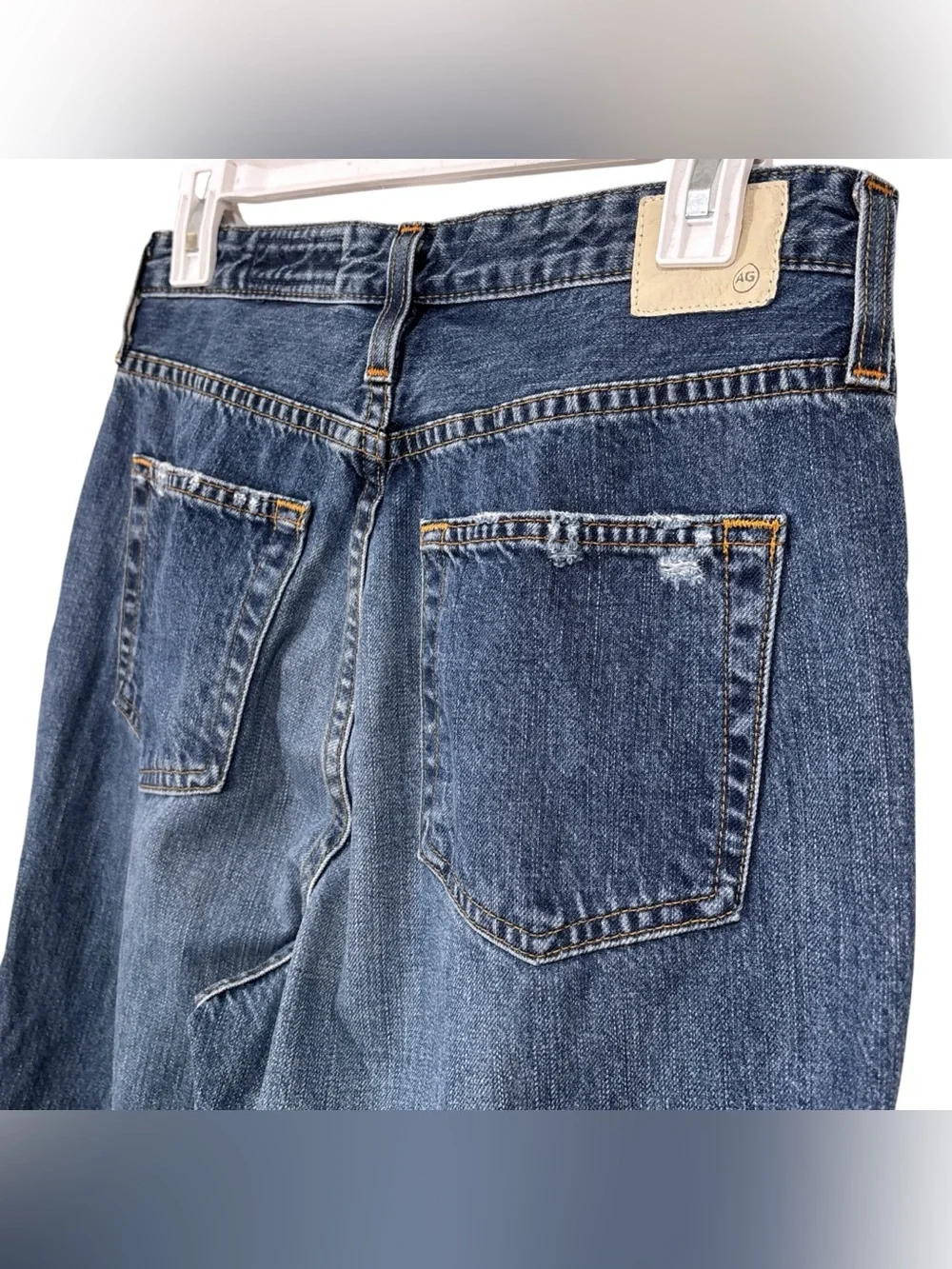 AG Adriano Goldschmied The Phoebe Blue Denim High Rise Distressed Jeans Size 29